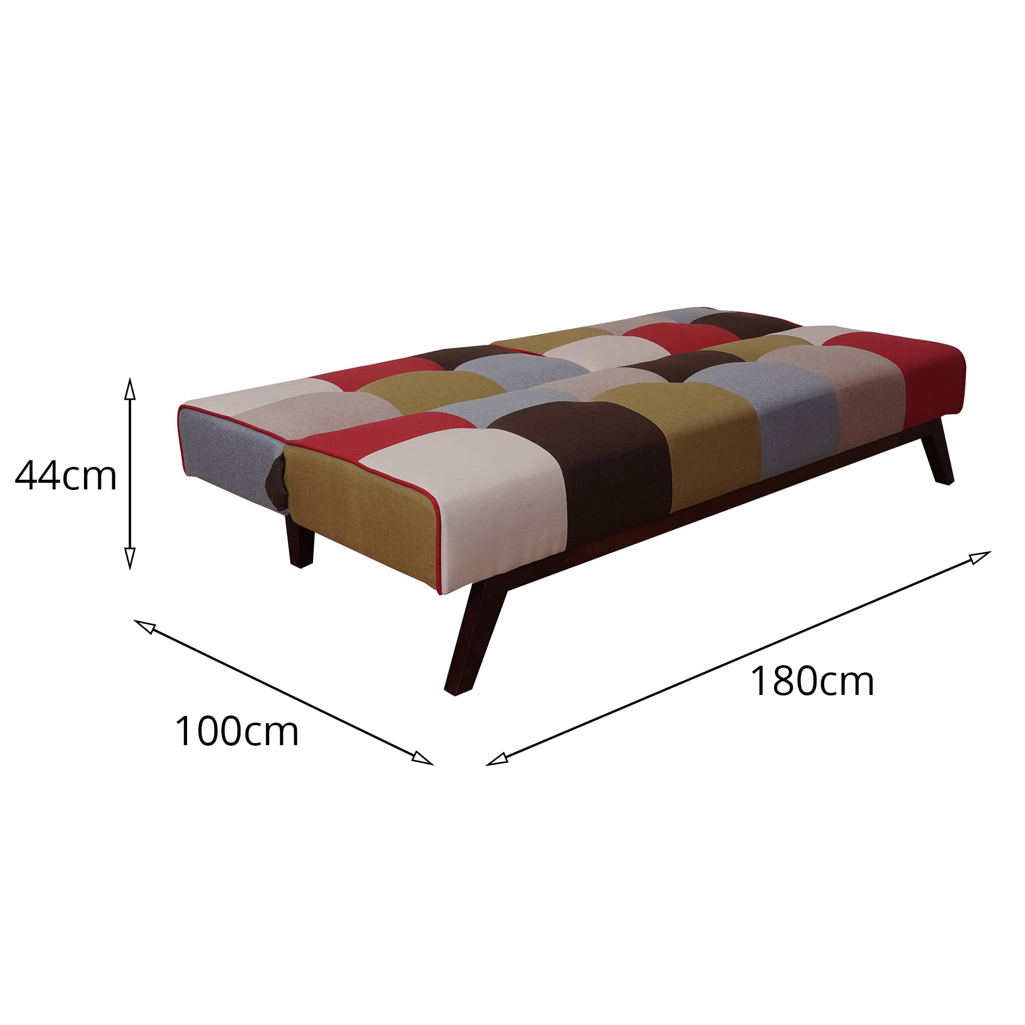Dmora 3-Sitzer-Schlafsofa, aus gepolstertem Patchwork-Stoff, Clic-Clac-Öffnung, in ein Einzelbett umwandelbar, Made in Italy, 180x79xh76 cm, Mehrfarbig