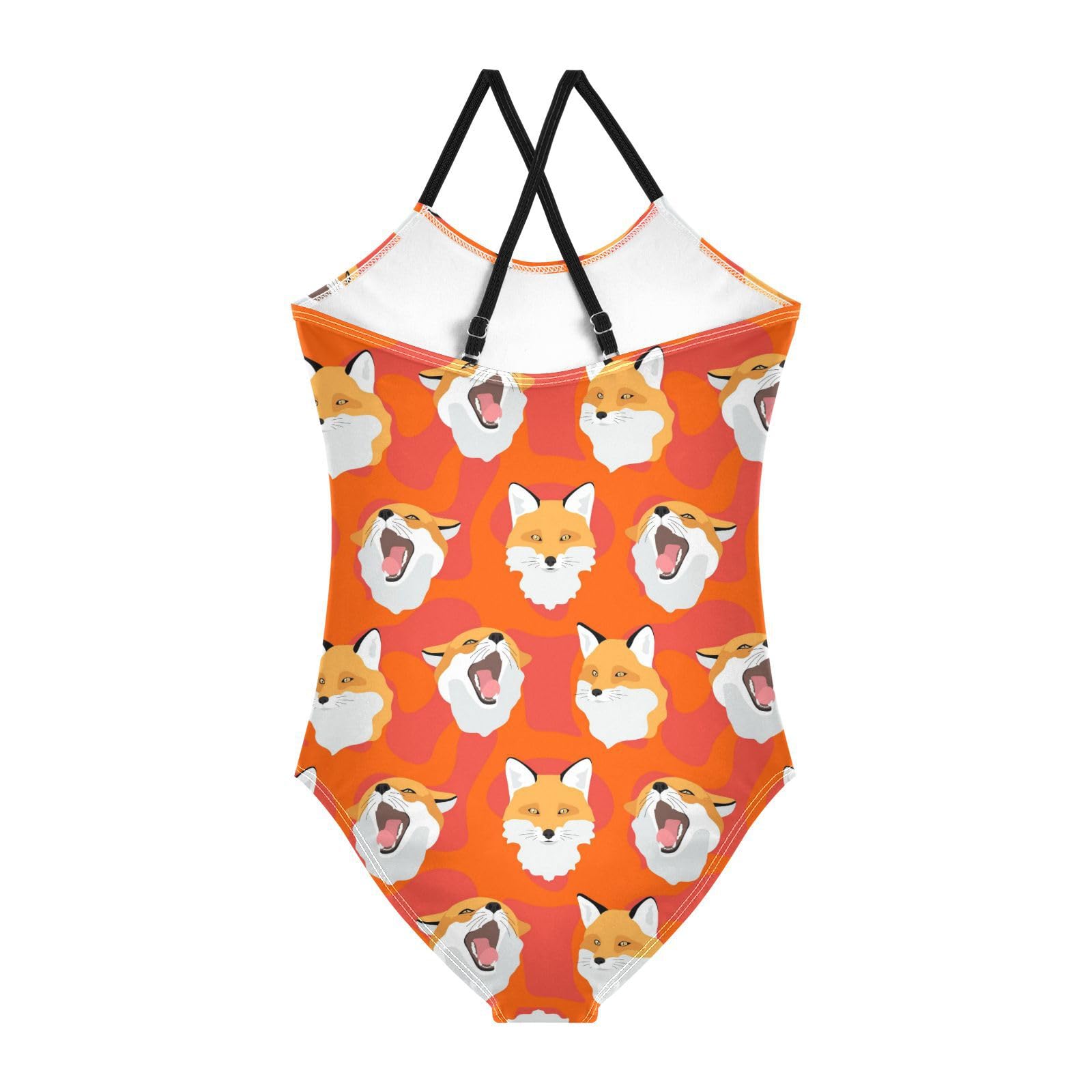Red Foxes Girls One Piece Swimsuits Orange Animal Sport Halter Swimwear Beach Bathing Suit 9-10T