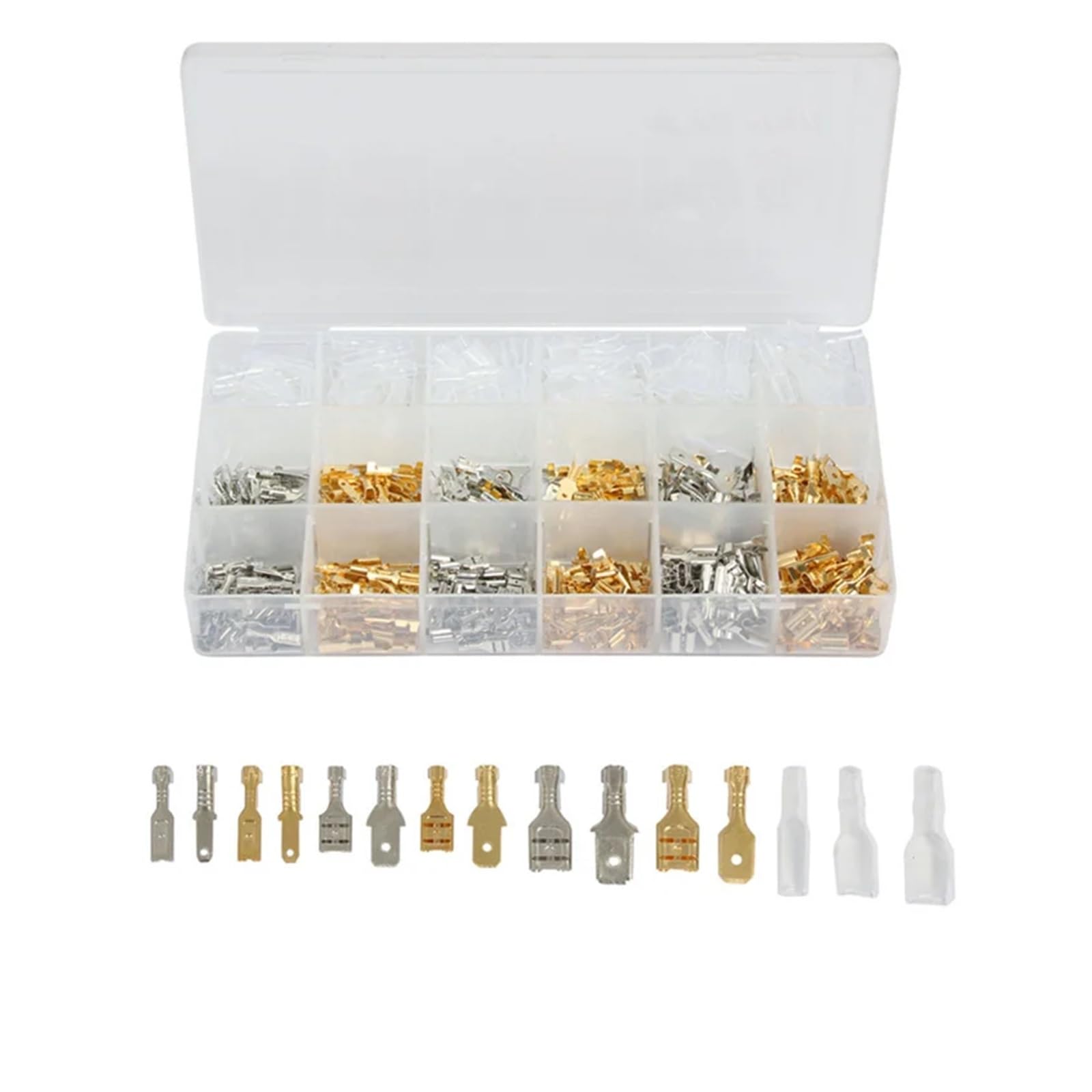 Kit surtido de 540 terminales de crimpado aislados de 2,8/4,8/6,3 mm for conectores de cables eléctricos sellados.