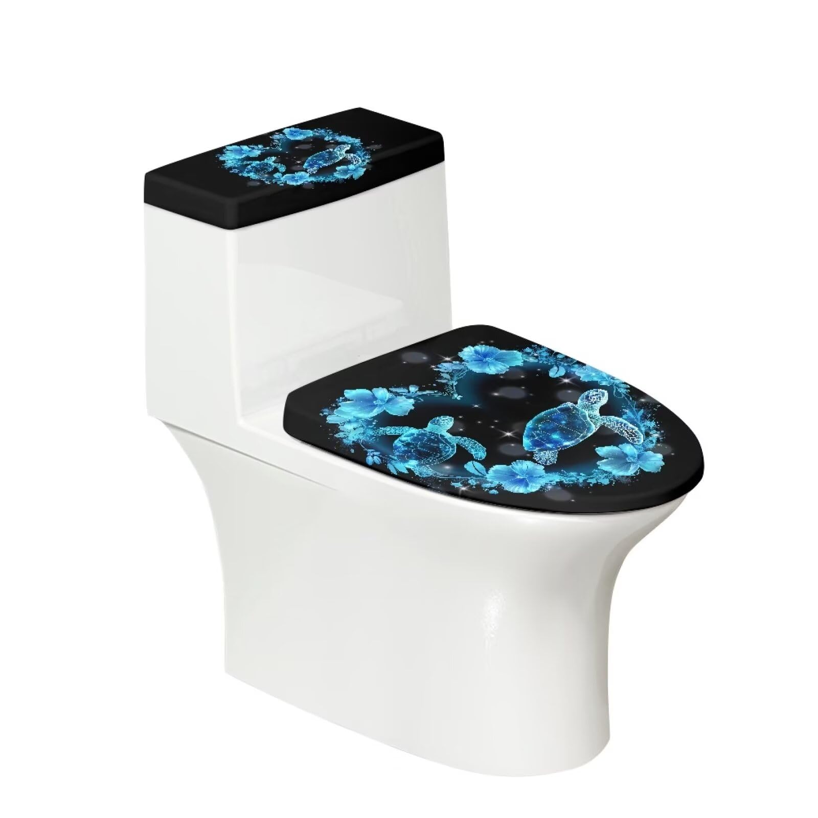 Kathyboom Blue Sea Turtle Toilet Lid Cover Tank Lid Cover Soft Toilet Seat Cover Bathroom Accessories with Elastic Edge Fit Most Round and Elongated