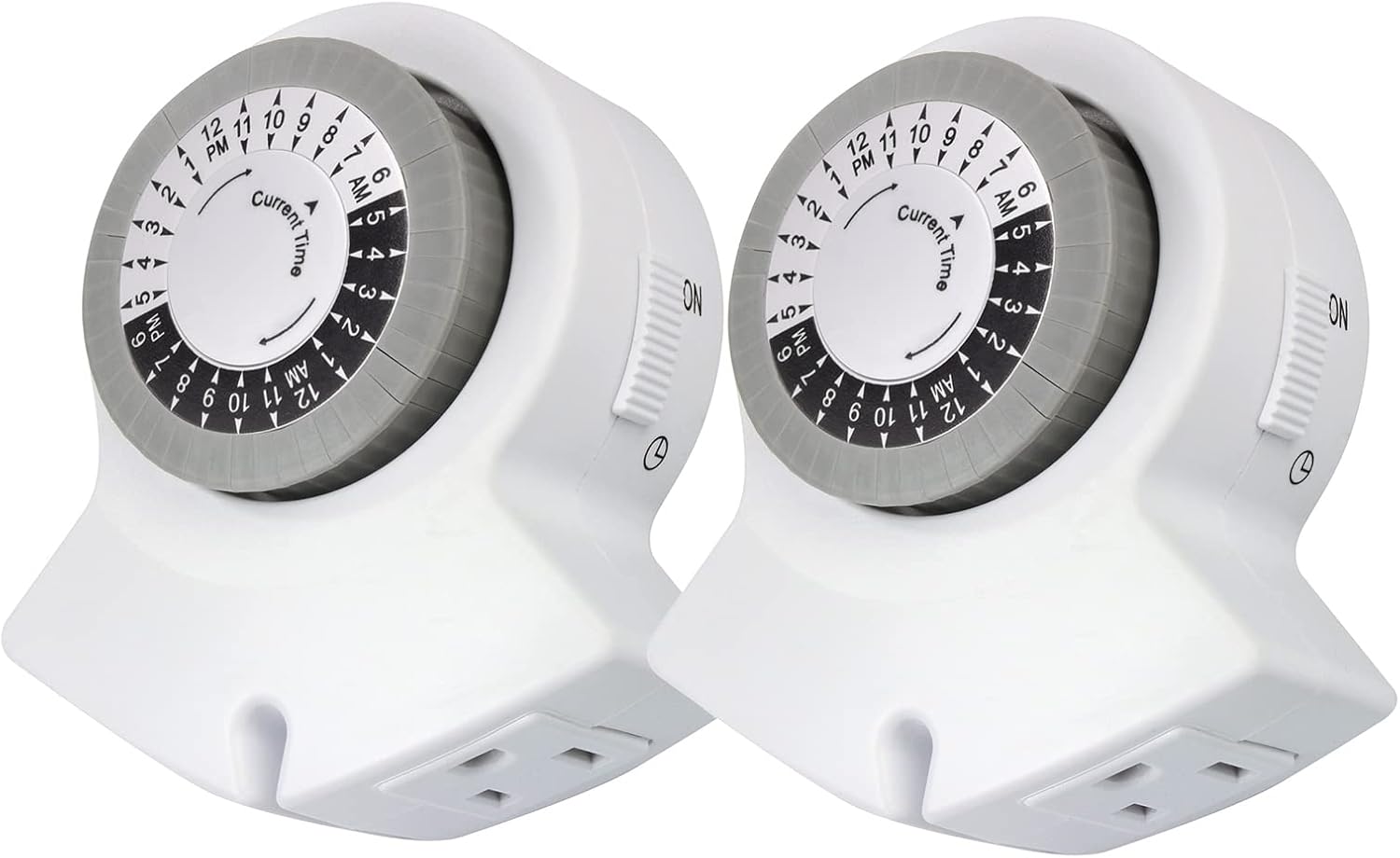 Clear Power Indoor Timer (Dual Pack) 2 Grounded Outlets 24 Hour