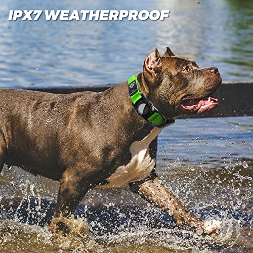 Dynmeow Led Airtag Dog Collar, Usb Rechargeable Light Up Dog Collar With Air Tag Holder Case For Night Safety, Waterproof Lighted Collar Glowing In The Dark For Large Dogs, Green #TOP6