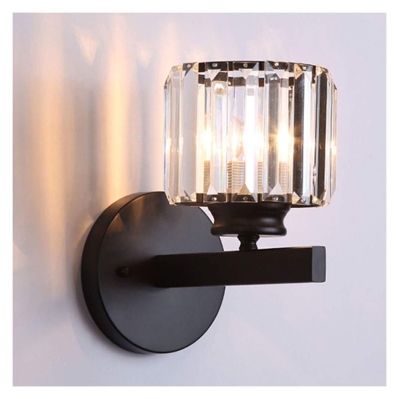 SXSCARKX Crystal Wall Lights Sconce Modern Decorative Light Bedside Lamp Home Glass Lampshade for Living Room Corridor E26 Fixtures(Black)