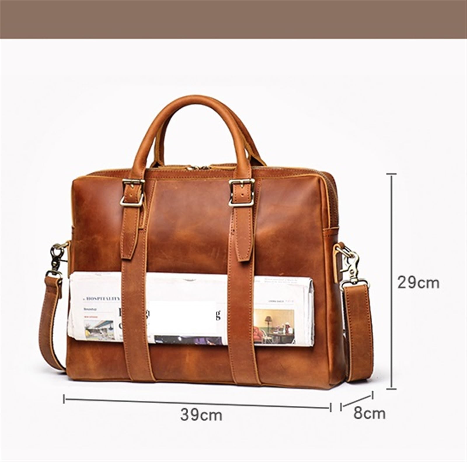 Valigetta da Uomo in Pelle Borsa Casual Borsa a Tracolla in Pelle di Vacchetta Borsa for Computer da Ufficio for Laptop da 15,6 Pollici Uomo Ventiquattrore