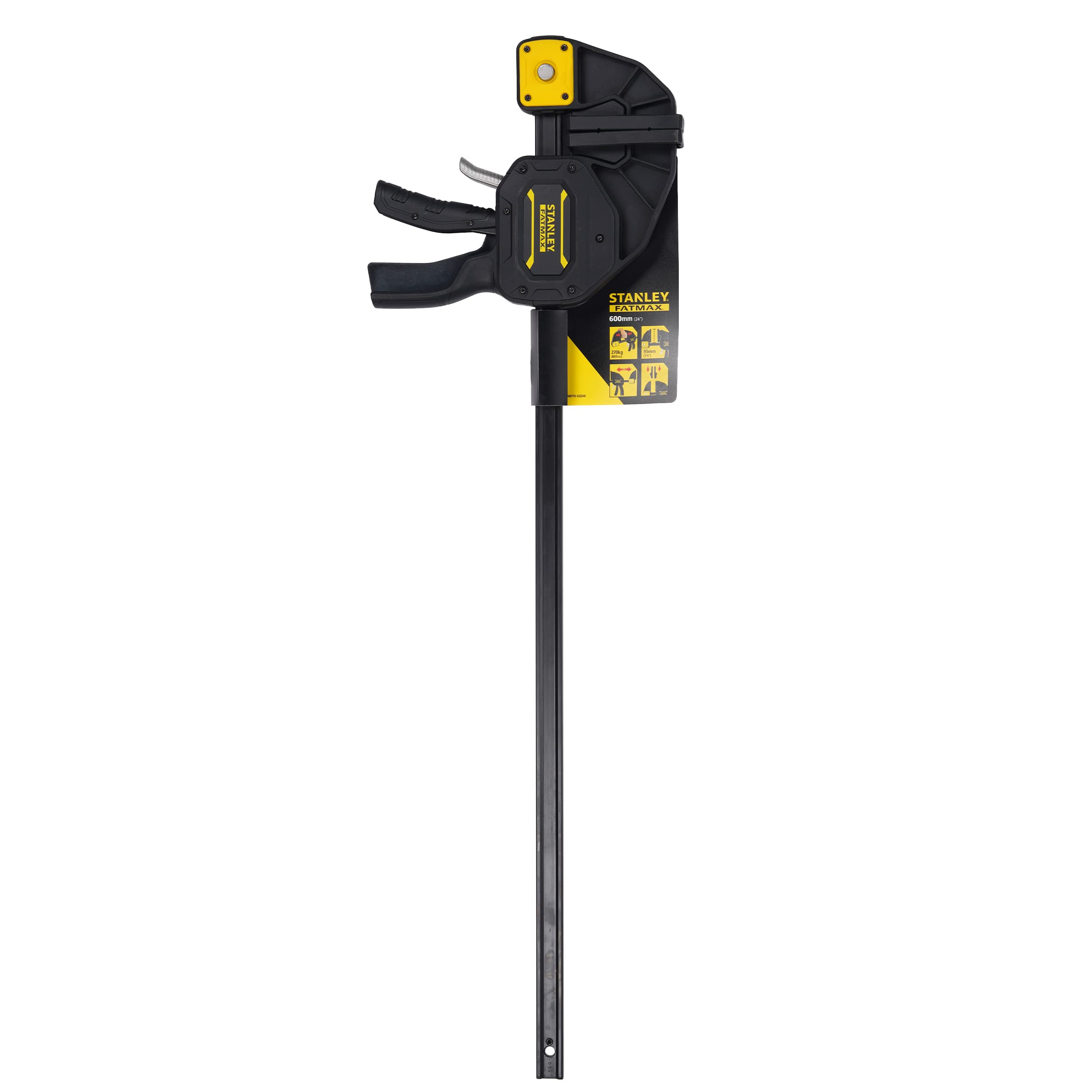 Stanley Fmht0-83240 Serre Joint Gamme FatMax - Travaux De Précision - Rainure En V Pour Maintien Des Tubes - Rail En Acier - Corps En Nylon Renforcé - Fonction Écarteur