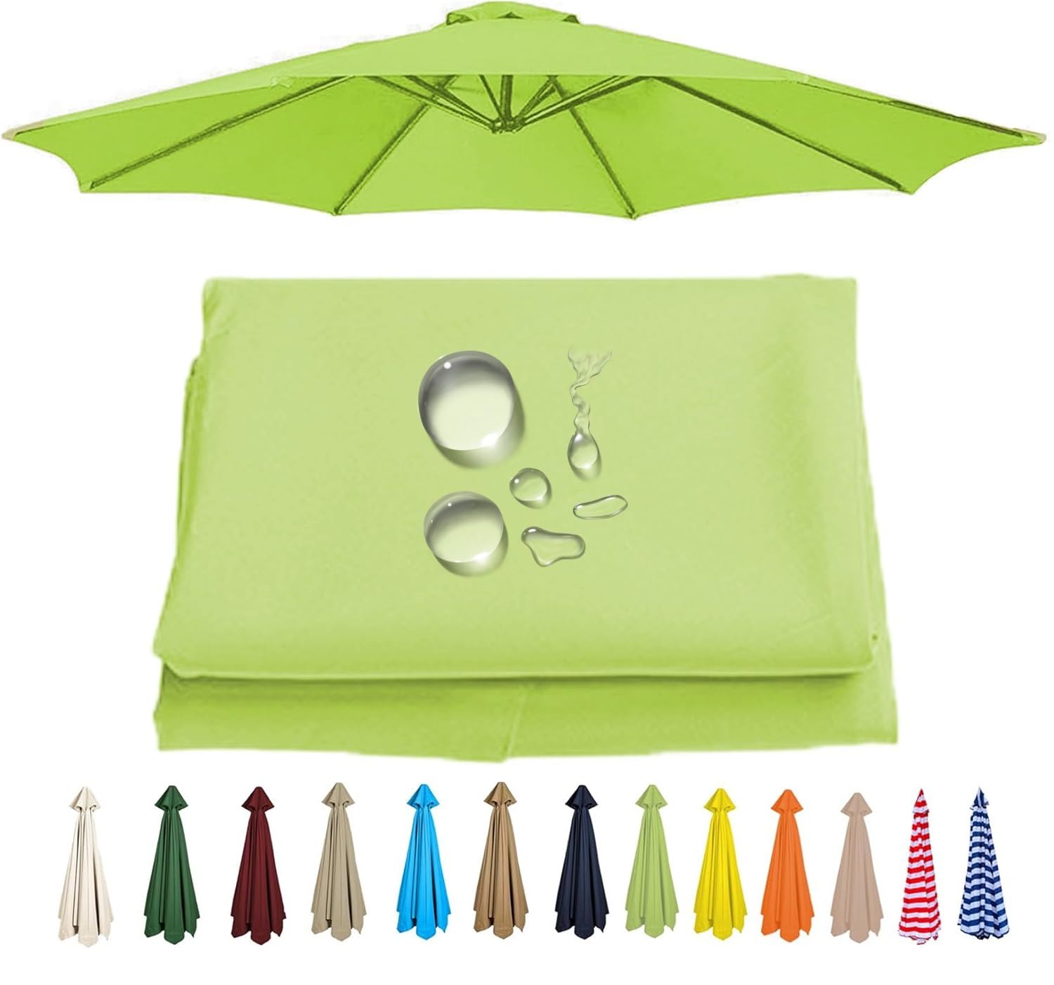 UWOBTN Replacement Parasol Canopy 2.5m 3.0m 3.5m, for Patio Deck Balcony Pool Garden Outdoor Waterproof Umbrella Replacement Fabric 6/8 Arms Sunshade Umbrella Cloth(B11,8ribs 270cm/8.2ft)