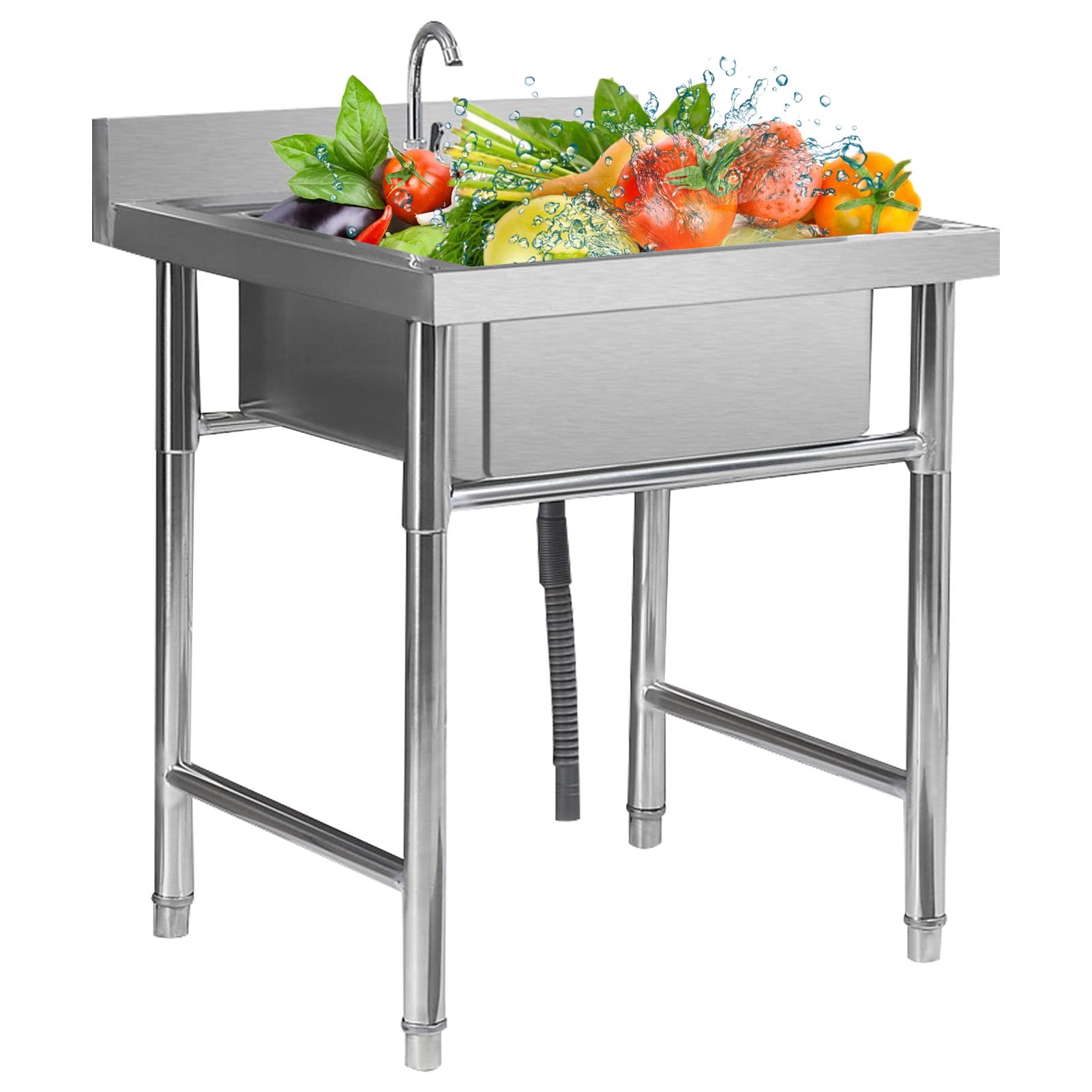 Évier de cuisine en acier inoxydable compact avec robinet pour studio et camping-car