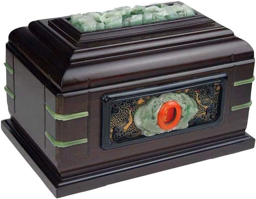 Casket Coffin Cremation Urns for Human Ashes Adult,Hard Wood Large Size Memorial Funeral,Hand Carved Pattern