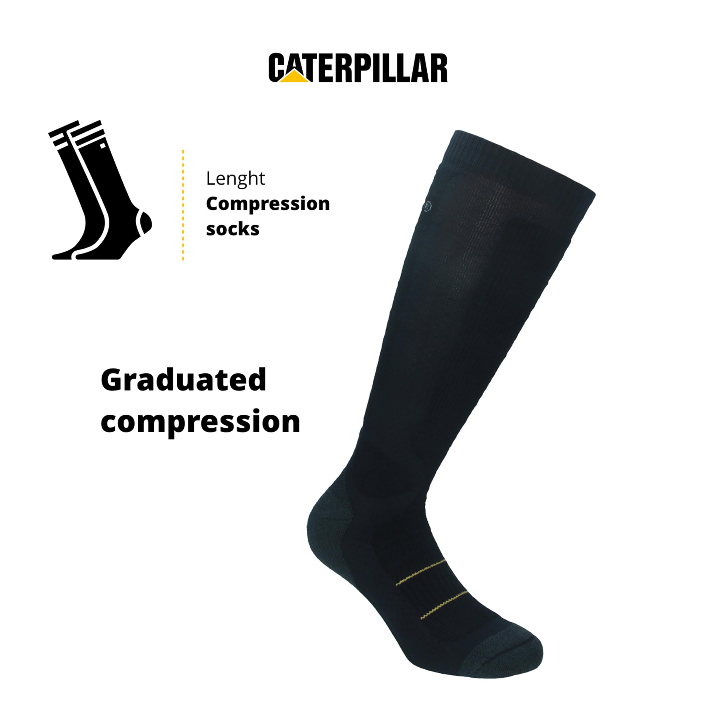 Caterpillar 2 Pares Calcetines Largos Hombre Compresión Graduada, Rápida Recuperación Muscular