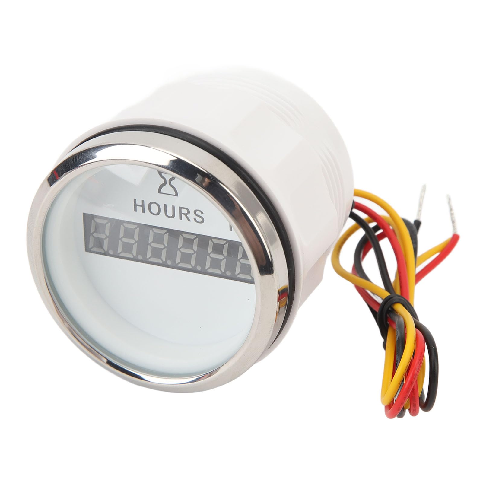 Contador Horario Digital Redondo para Barco DC 9‑32V 52MM, Contador Horario de Alta Precisión, Medidor Redondo para Vehículos Recreativos, Yates, Barcos de Pesca (esfera blanca