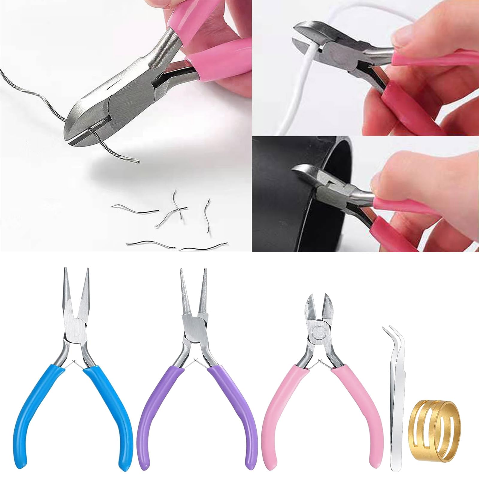 Lot De 3 Pinces à Bijoux De Précision – Becs Aiguilles, Ronde & Coupe-Fil – Idéal Pour Création De Bijoux DIY Et Artisanat