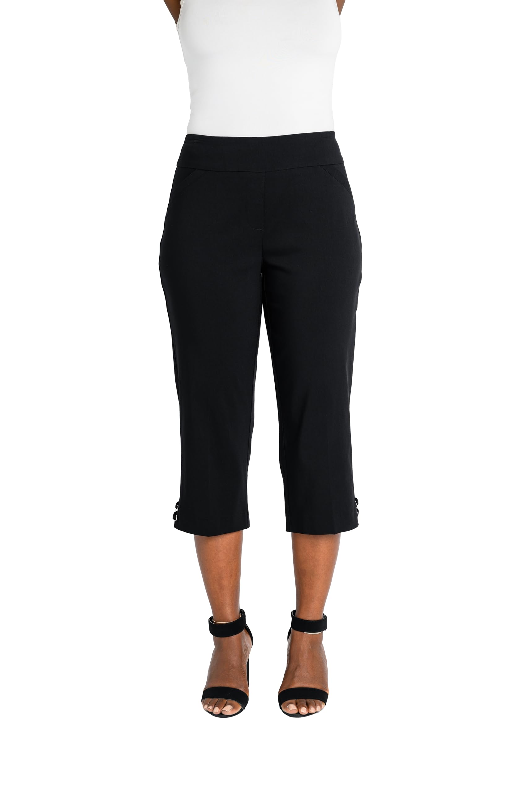 Briggs New York Womens Pull on Lace Up Hem Capri