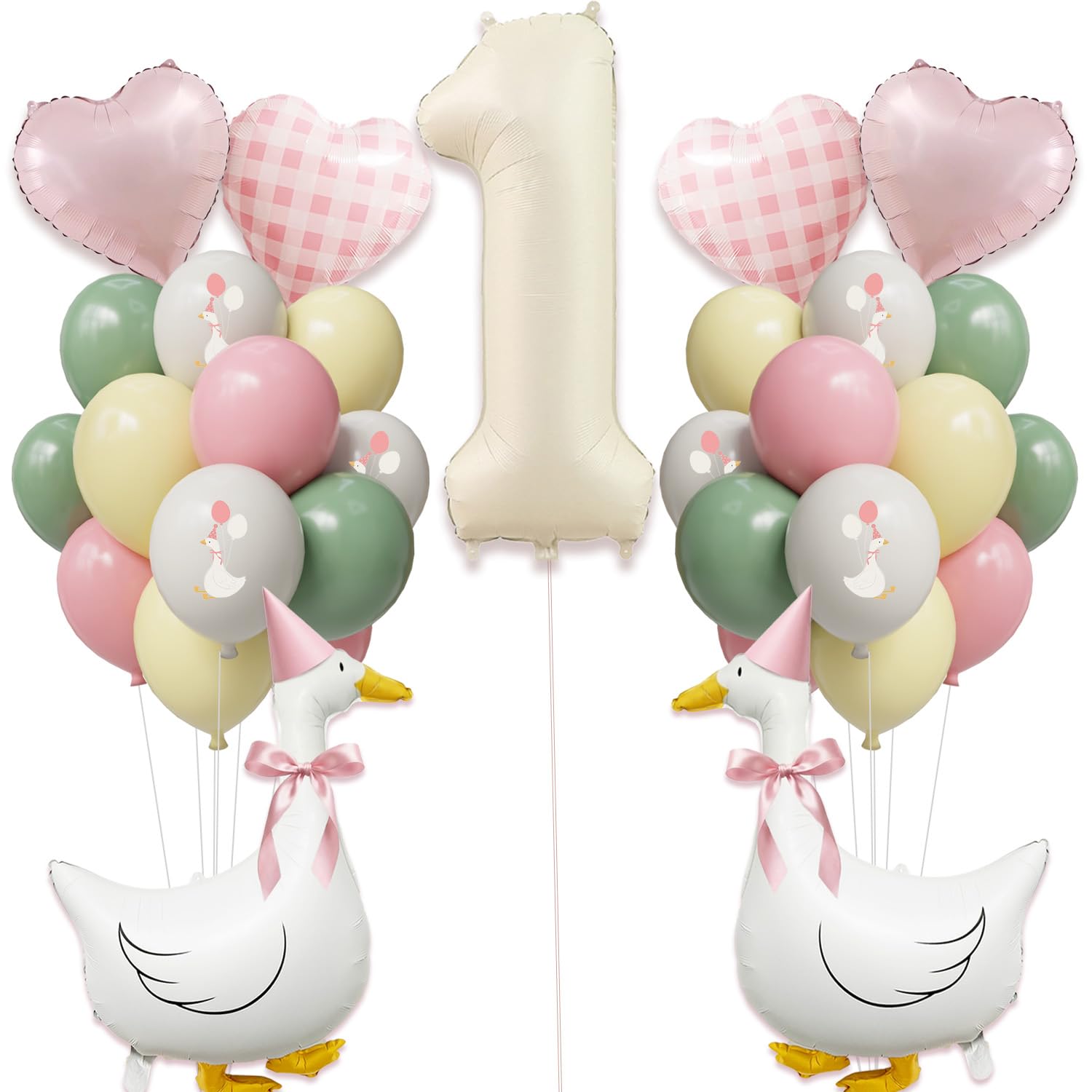 Photo 1 of One Silly Goose Birthday Decorations for Baby Girl First Birthday Party, Silly Goose Birthday Decorations with Goose Balloons, 40 Inch Number 1 Balloon, Farm Goose Party Supplies