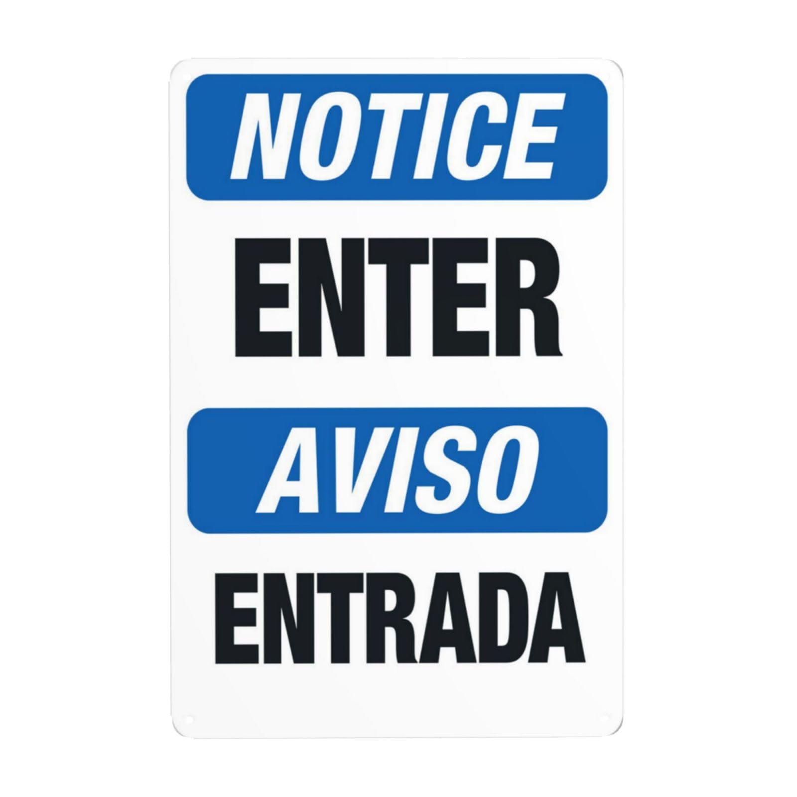 peiyeety Notice Enter Aviso Entrada Bilingual Metal Tin Sign, Durable Waterproof Rustproof Wall Decor with Clear Print, Easy to Mount for Facility, Entrance Area, Notice Sign, 6×8 Inch