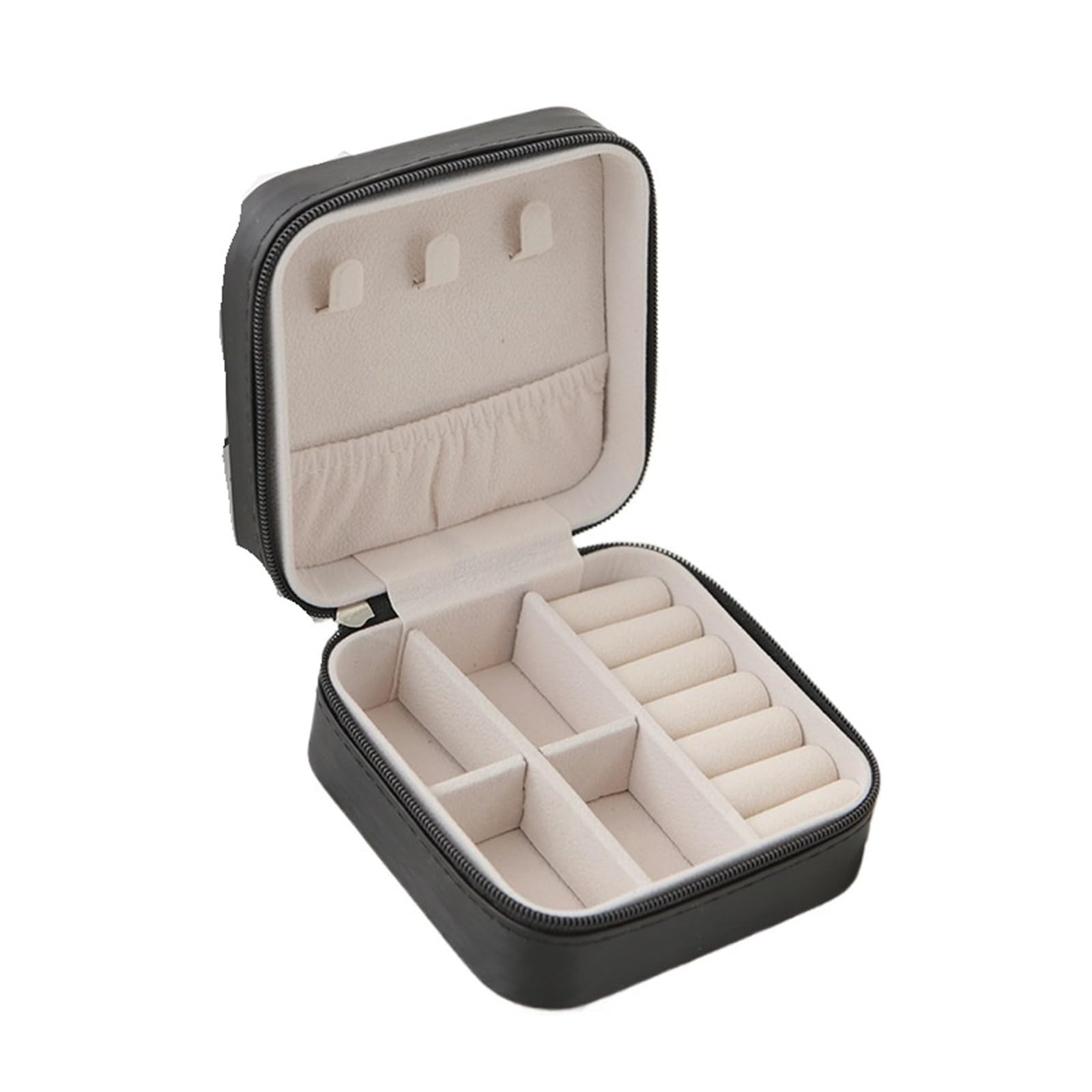 Boîte de rangement en cuir noir blanc rose pour bijoux et accessoires