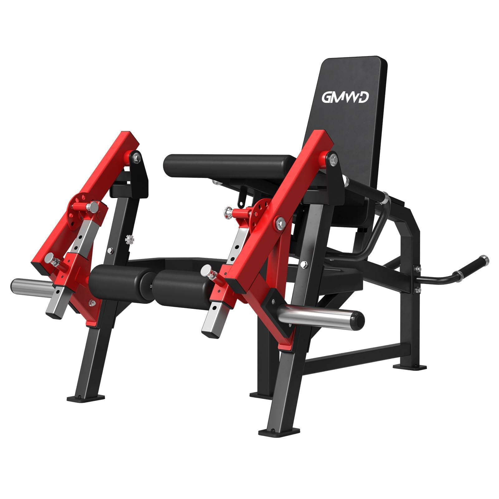 GMWD Leg Extension and Curl Machine, Single Leg Extension, Lying Leg Curl, Standing Leg Curl, Adjustable Leg Exercise Bench with Plate Loaded, Leg Machine Home Gym, Red
