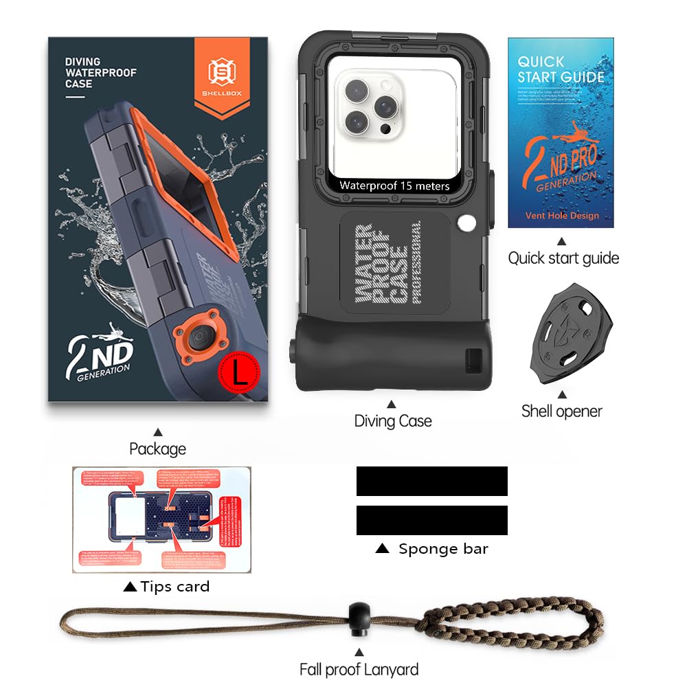 Custodia impermeabile per telefono subacquea, 2025 professionale per immersioni subacquee, nuoto, snorkeling, surf, custodia per foto e video subacquei, per iPhone 16 Pro Max/16 Pro, ecc