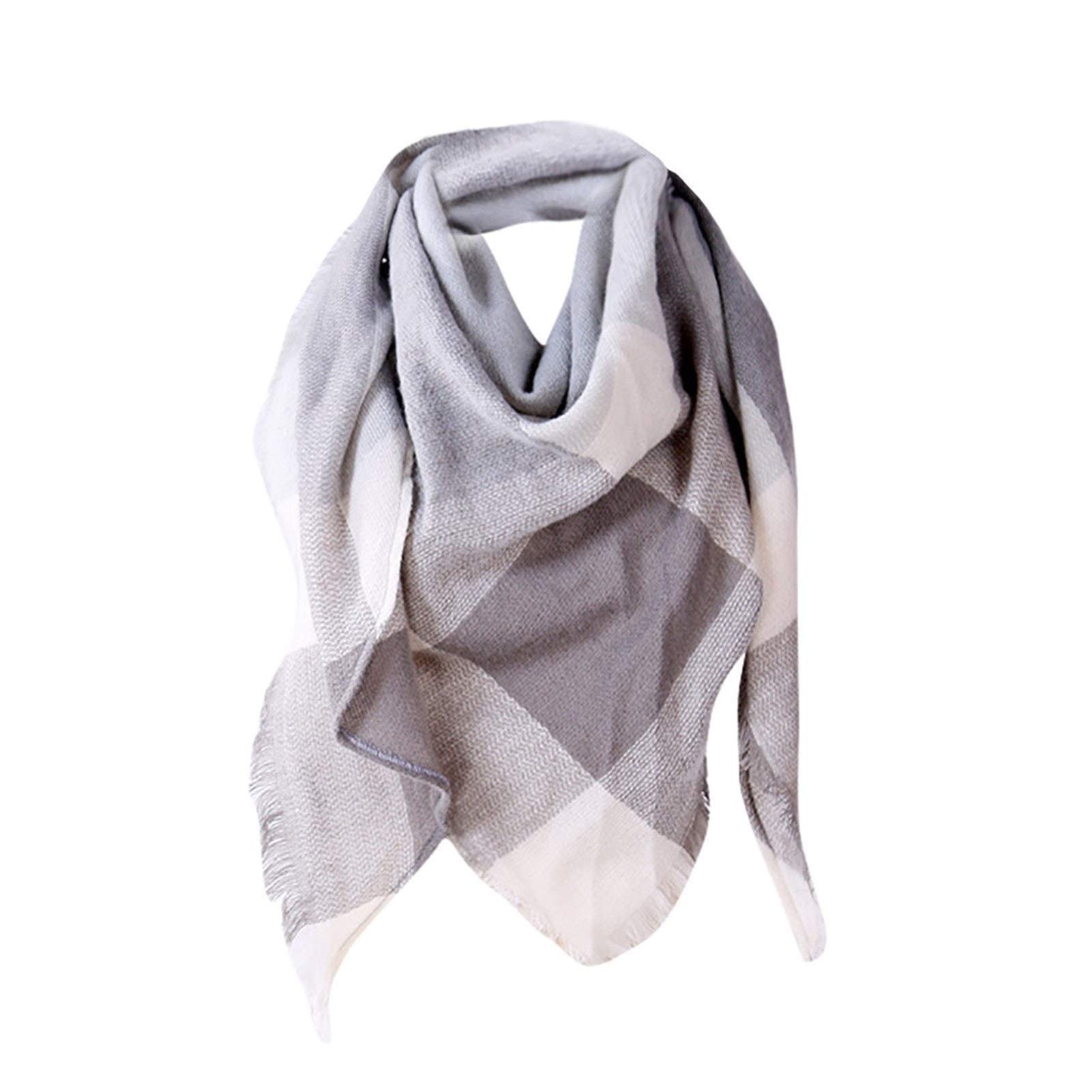 Châle en laine pour femme chaude et enveloppante, grande écharpe triangle style plaid de voyage