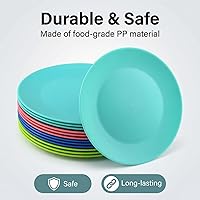 Vista 4 de Platos de plástico reutilizables de 10 pulgadas – Plato plano de cocina – Apto para lavavajillas y microondas – Juego de 12 platos apilables