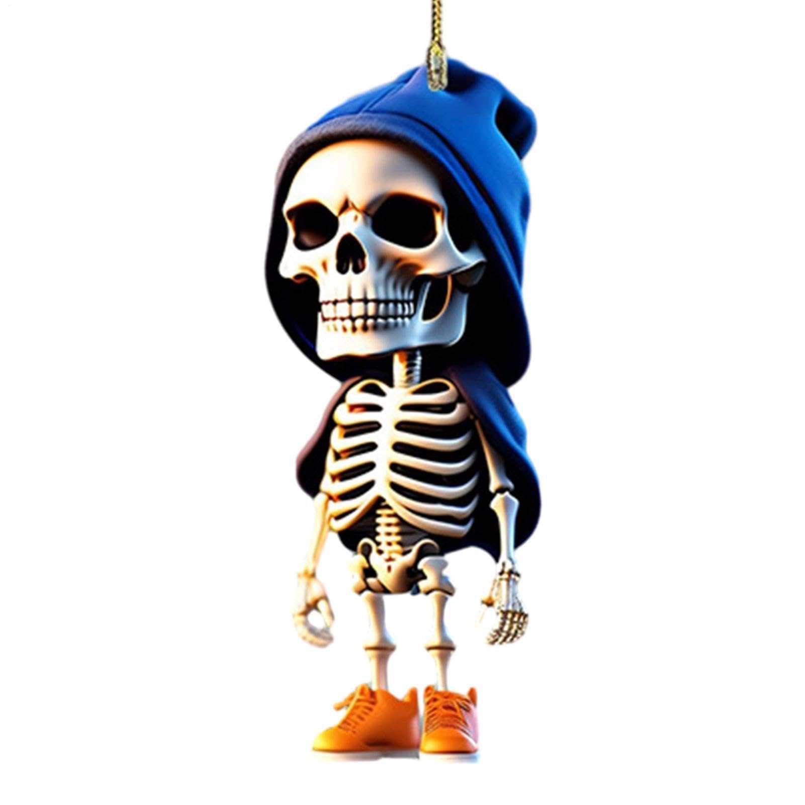 Muiltvoe Skeleton Swing Car Ornament – Acrylic Figurines, Mirror Pendant | Perfectly For Halloween Interior Decorations, Backpack Auto