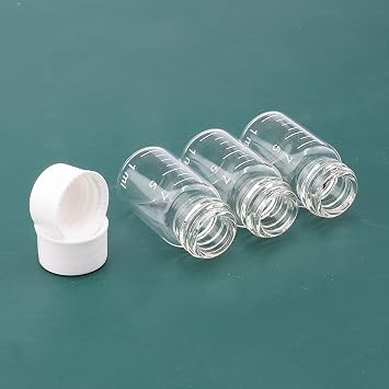 24 Pack 7ml Clear Glass Sample Vials with Scale Screwcap Lab Liquid Sampling Bottles for Chemistry Lab Chemicals(White cap)