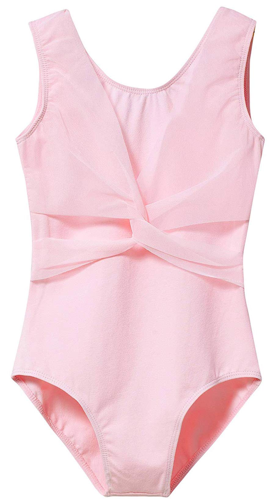 MdnMdSleeveless Tank Leotard for Girls with Mesh Cross Front