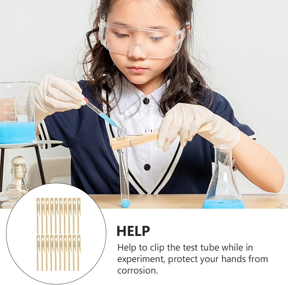 20pcs Wooden Test Tube Clip Bamboo Glass Test Tube Holder Clamp for School Industrial Laboratory Equipment Testing Tool