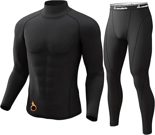 CL convallaria Ropa interior térmica para hombre, calzoncillos largos con forro polar, conjunto de equipo de caza, capa base para clima frío XS-4XL