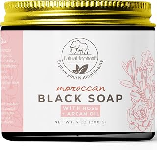 Natural Elephant Moroccan Black Soap 200g (7oz) (Rose and Argan Oil)