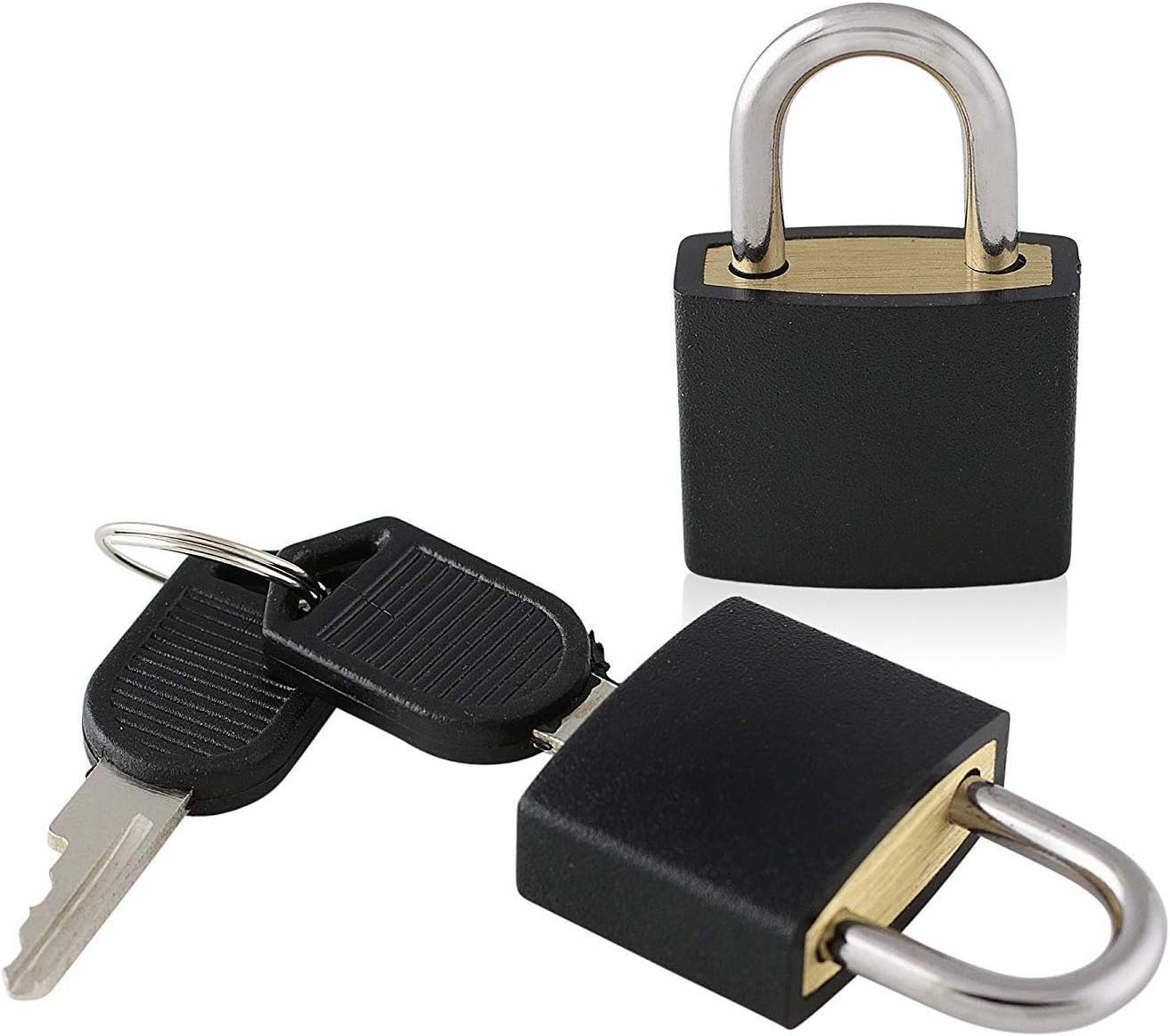 VIP - Small Mini Durable ABS Covered Solid Brass Body Individually Keyed Padlock - 8 Pack Lock Set (Multi Color, 8 Pack)