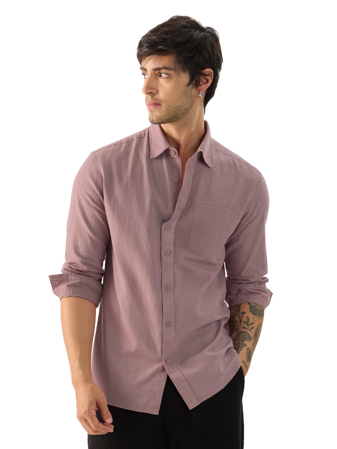 The Souled Store Men’s Cotton Regular Fit Solid Button Down Shirt