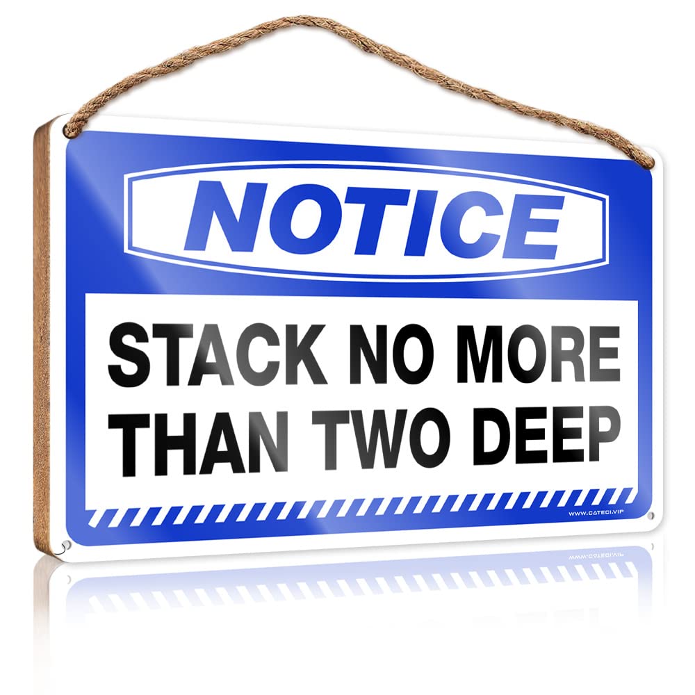 DTHA Funny Hanging Sign Notice Stack No More Than Two Deep Wooden Sign Wooden Home Sign Teen Room Decor(15X28CM)