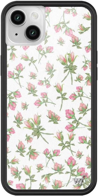Wildflower Cases - Compatible with iPhone 13/14 | Protective Black Bumper, 6.5ft Drop Test Certified, Women Owned Small Business | Pink White Floral Trendy Cute | Pink Posie Rosie