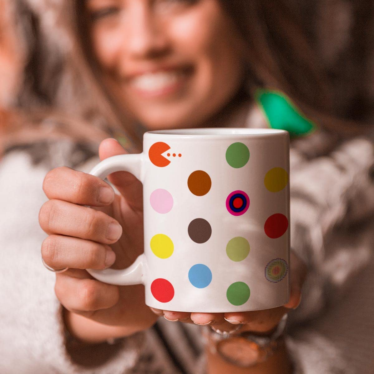 Giftcart Ms. Pac-Man & Polka Dots 300 ml Ceramic Coffee Mug