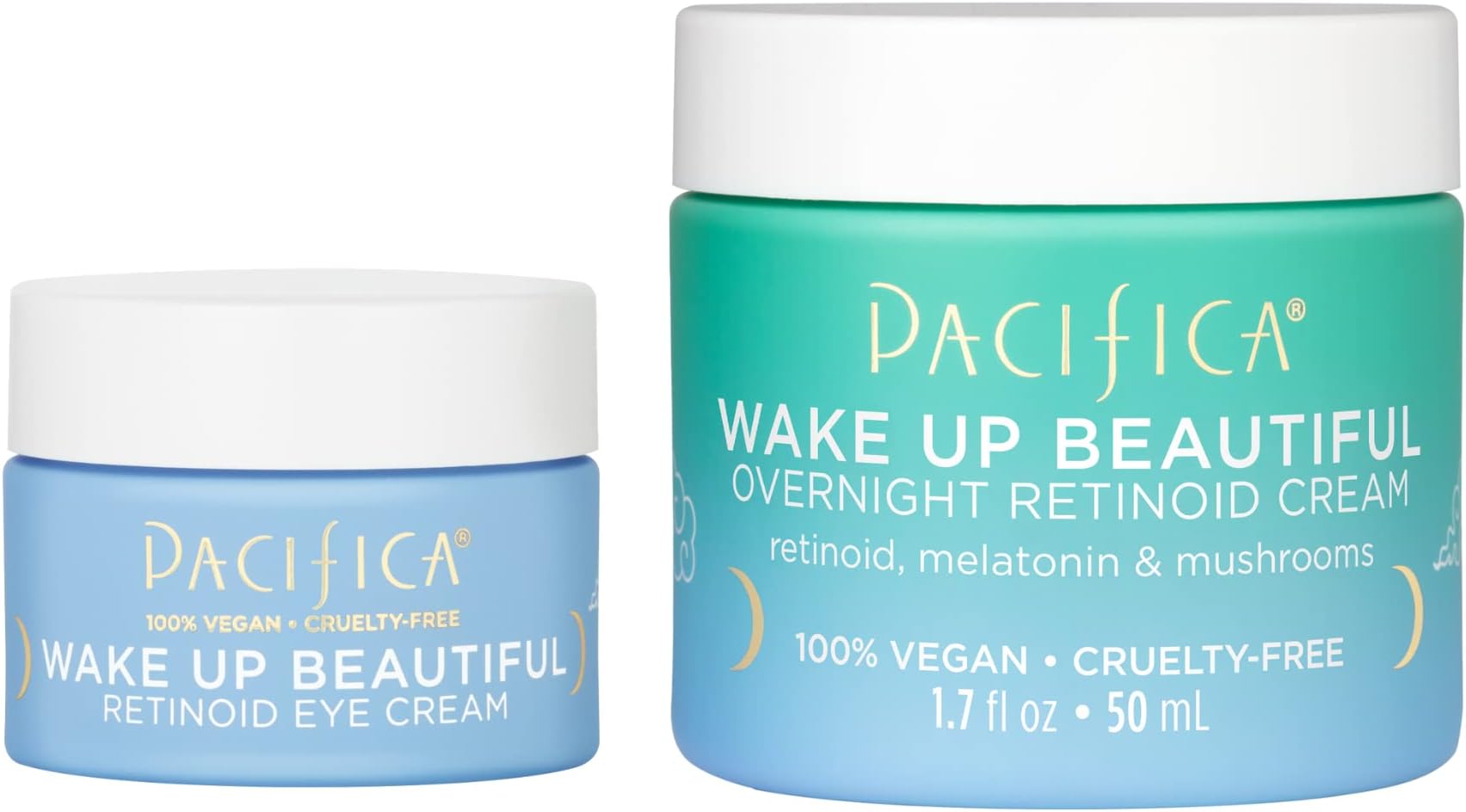 Pacifica Beauty, Wake Up Beautiful Overnight Retinoid Night Face + Eye Cream, Moisturizer for Dry and Aging Skin, Gentle for Sensitive Skin, Hyaluronic Acid + Melatonin, Clean, Vegan & Cruelty Free