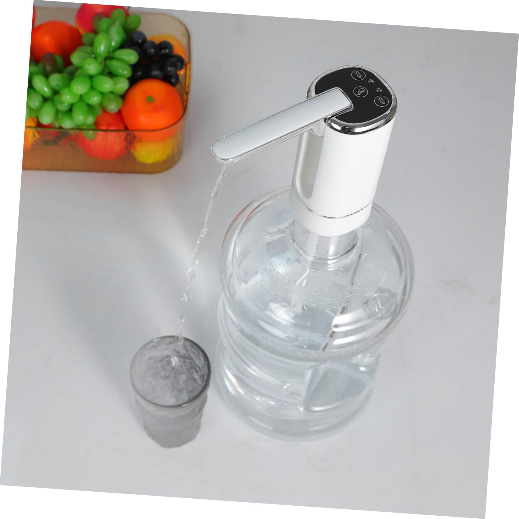UKCOCO 5pièces Pompe à Eau Électrique Pliable pour Distributeur Eau Pratique pour Maison Le Camping Bureau Niveaux De Dosage Couleur Blanche Argentée