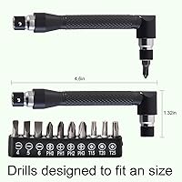 Vista 3 de Kit de extensión de broca flexible, 17 piezas con adaptadores de enchufe giratorios de 360° (1/2" 3/8" 1/4"), accesorios de ángulo recto de 105°