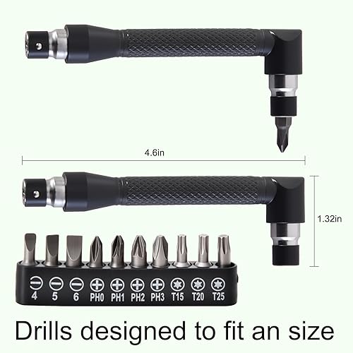 Miniatura 3 de Kit de extensión de broca flexible, 17 piezas con adaptadores de enchufe giratorios de 360° (1/2" 3/8" 1/4"), accesorios de ángulo recto de 105° y