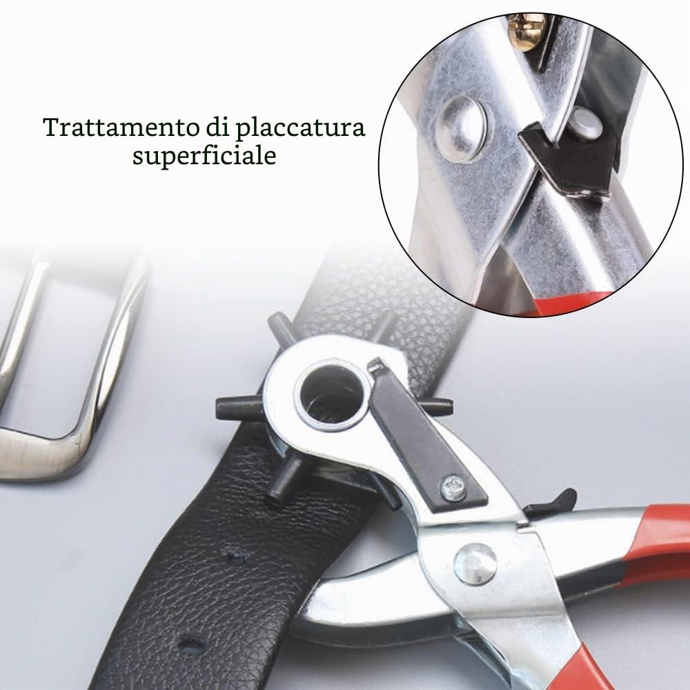 Pinza Fustellatrice Rotante,Perforatore Rotondo per Cintura,Punzone per Fori in Pelle,Testa Girevole con 6 Fori Intercambiabili Rotondo per Cinture,Stoffe,DIY,Plastica 2-4.5mm