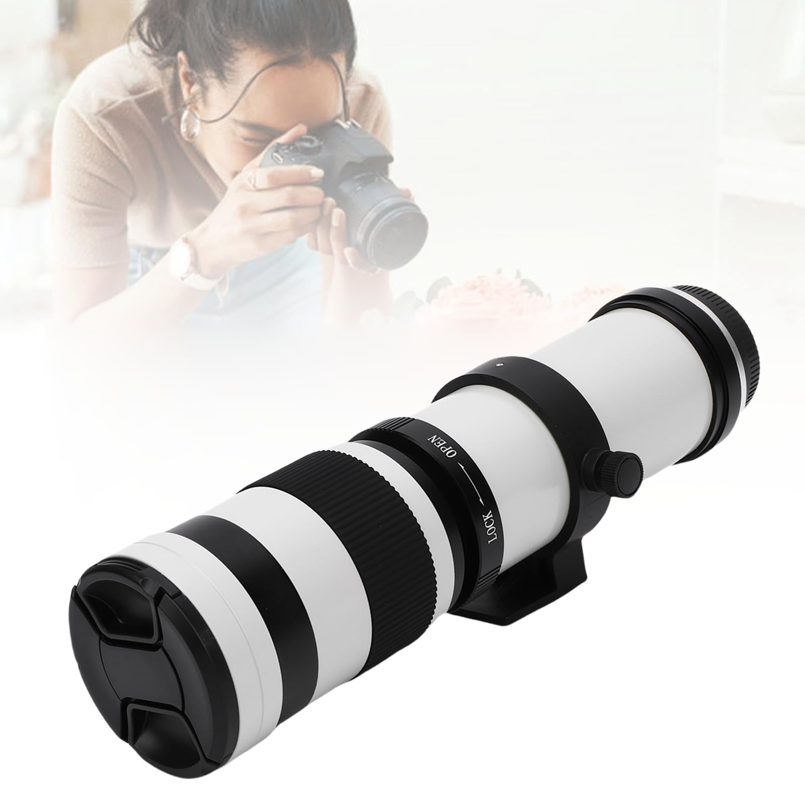 Fabater Obiektyw Zmiennoogniskowy 420–800 mm. Potężny Teleobiektyw z ręczną regulacją Ostrości do Obserwacji Ptaków i Fotografowania Dzikiej Przyrody (WHITE)