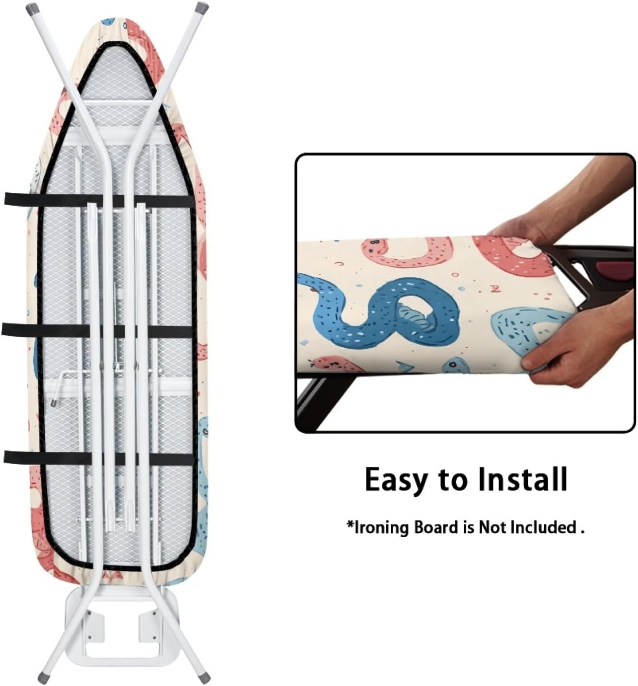 Iron Board Cover with Padding Standard Size Red Blue Padded Ironing Board Covers 15x54 Heat Reflective Extra Thick Wide Non Stick Scorch and Stain Resistant Heatproof