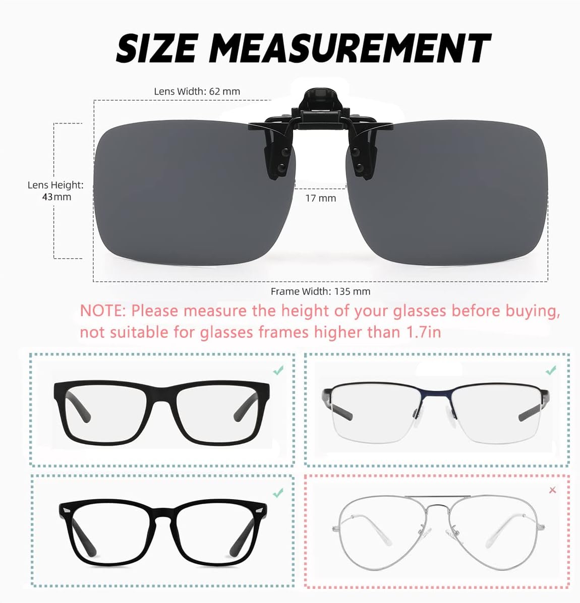 Clip on Sunglasses Polarized - Clip on Over Prescription Glasses for Men Women - Image 2