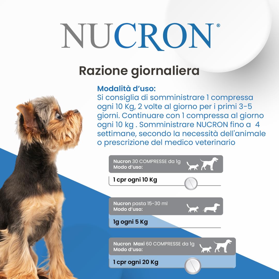 Aurora Biofarma Nucron 30 Compresse - Mangime complementare dietetico destinato a particolare fine nutrizionale per cani e gatti