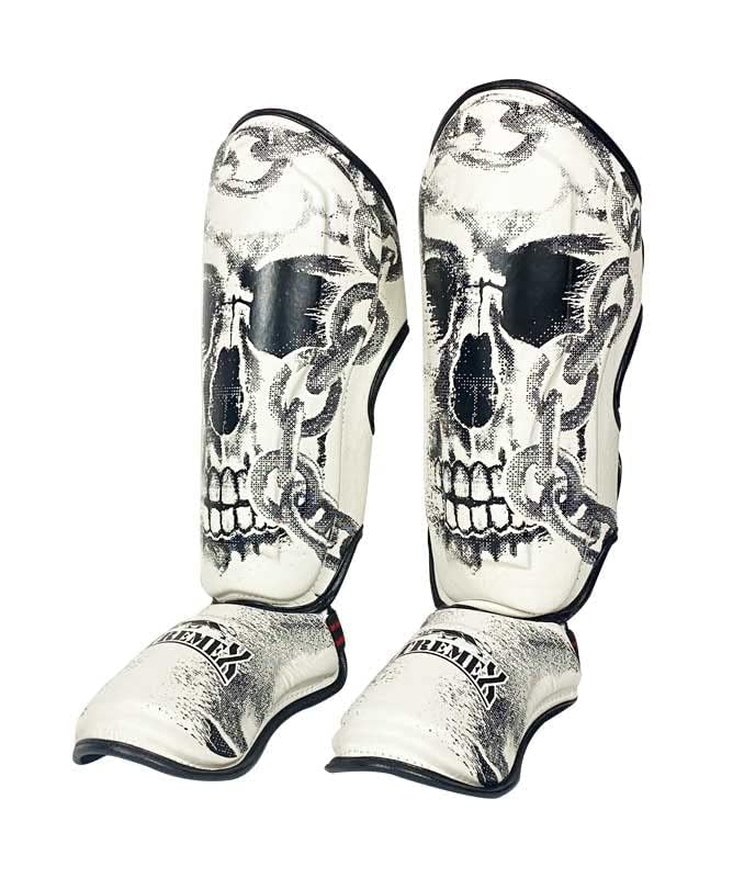 Xtremex Skull Shin Instep Guard for MMA, Muaythai, Kickboxing, Shin Pads for MMA (Medium)