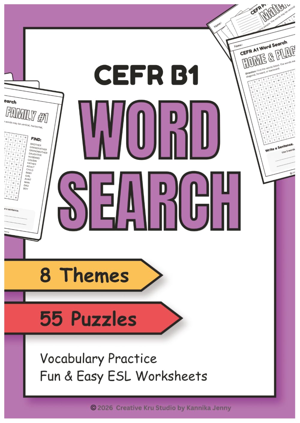 CEFR B1 English Word Search Puzzles for Intermediate Learners: Fun Vocabulary Practice with 50+ Word Search Puzzles | Improve Spelling, Focus & ... Teens and Adults (CEFR Vocabulary Puzzles)