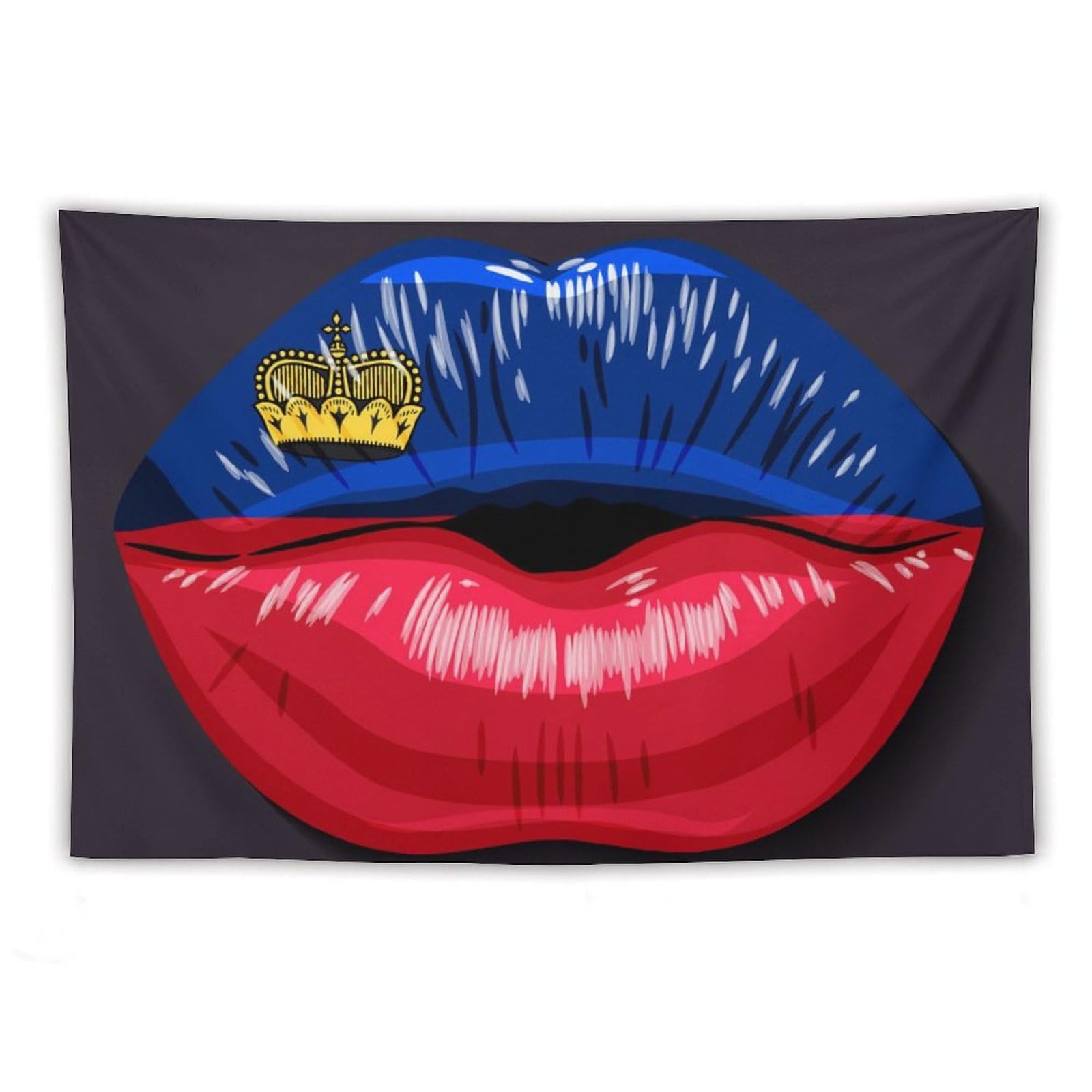 XingFox Liechtenstein Flag Lips Tapestry Wall Hanging National Flag Tapestry for Room Bedroom Dorm Aesthetic Decorations, 40"x60"