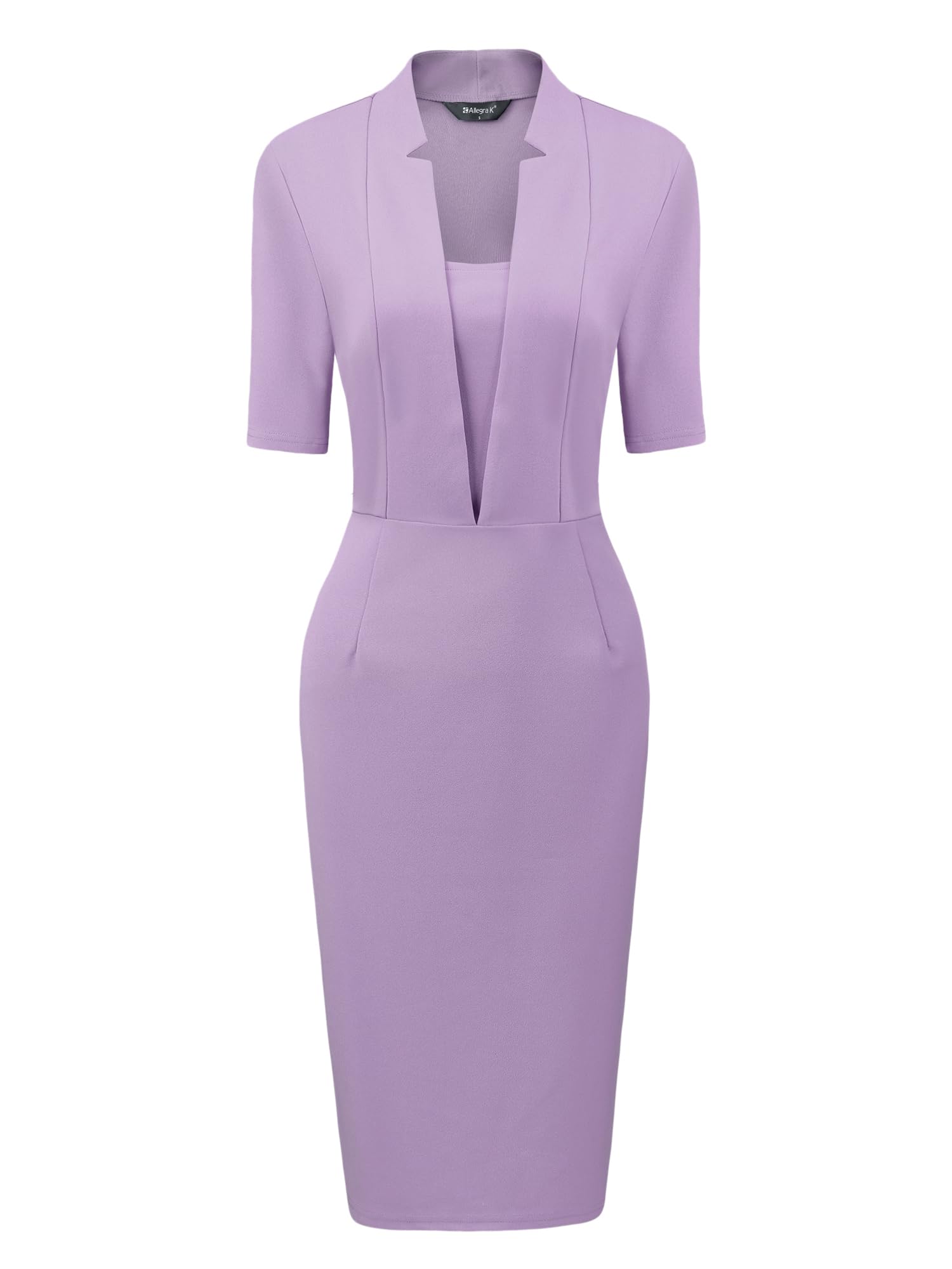 Allegra K Vestido tubo de trabajo para mujer, manga corta, oficina, negocios, longitud hasta la rodilla, vestido de tubo