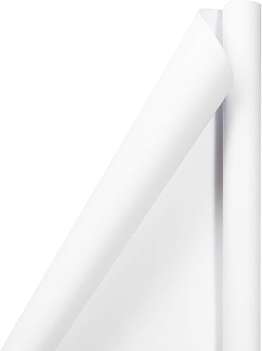 Miniatura 5 de JAM Paper Envoltura de regalo - Papel de envoltura mate - 50 pies cuadrados en total (30 pulgadas x 10 pies cada uno) - Blanco mate - 2 rollos por