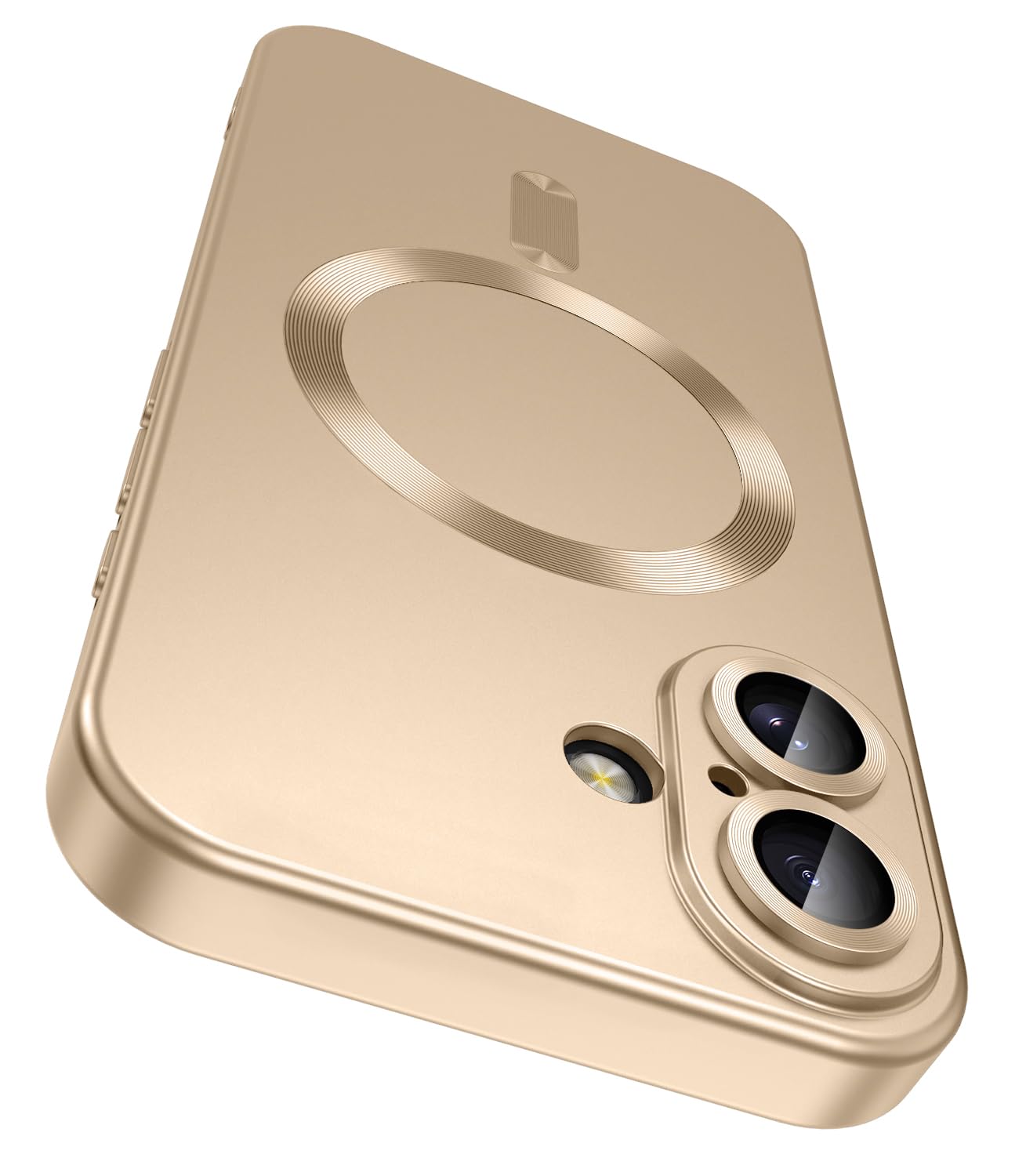 LEKEVO Magnetic for iPhone 16 Case [Compatible with MagSafe][Built-in Camera Lens Protector] Slim Soft Silicone Bumper Shockproof Metallic Luster