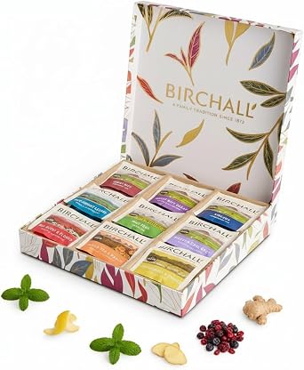 Birchall Tea Collection Box | Premium Assorted Tea Gift Set | 9 Unique Flavors, 36 Individually Wrapped Plant-Based Prism Bags | Luxury Infusion Sampler for Cuppa Lovers